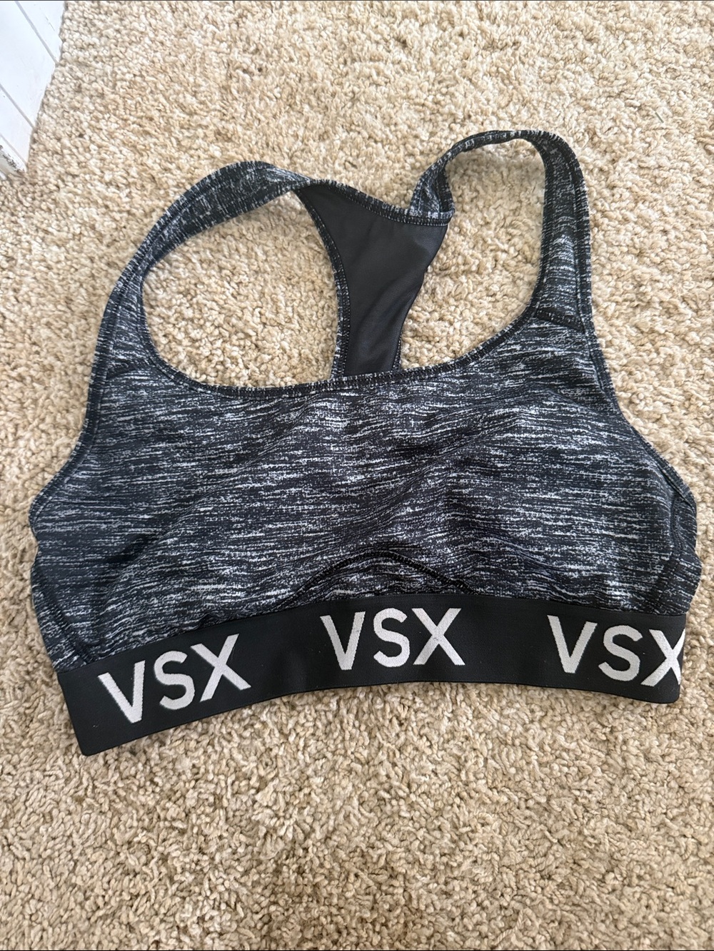 VSX Black & White Space-Dye Racerback Sports Bra